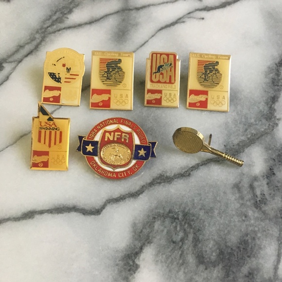 Vintage Accessories - 7 Olympic & Sports Pins